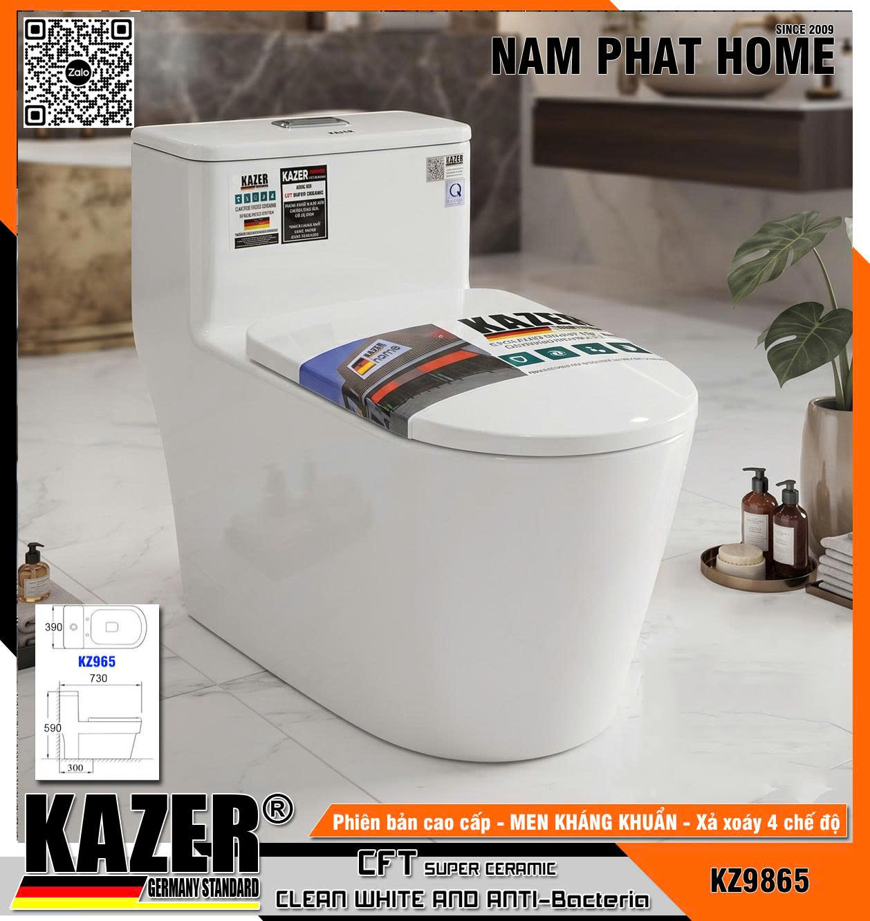 KZ9865 - BỒN CẦU 1 KHỐI  KAZER