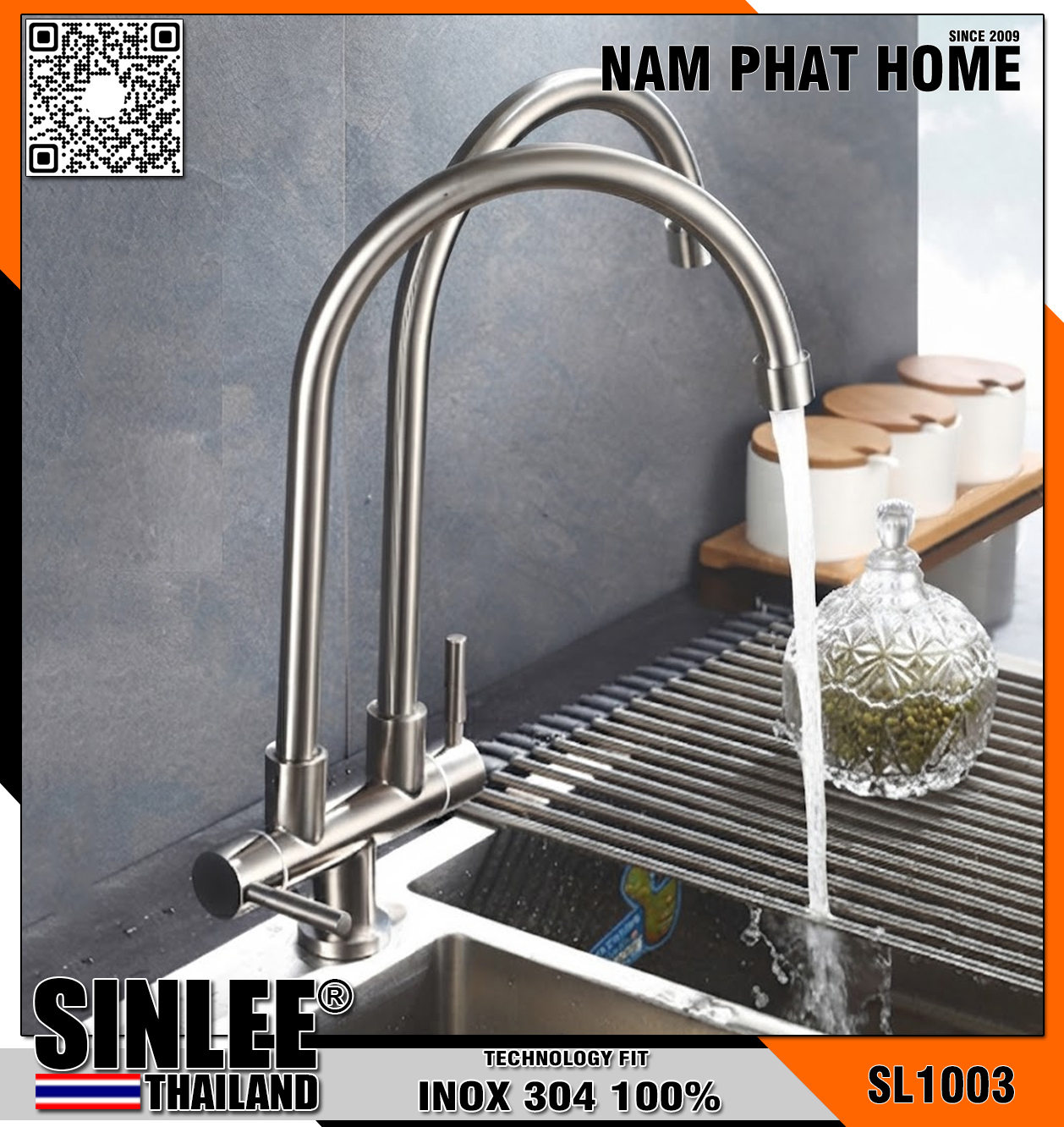 SL1003 – VÒI CHÉN LẠNH - INOX  2 ỐNG SINLEE