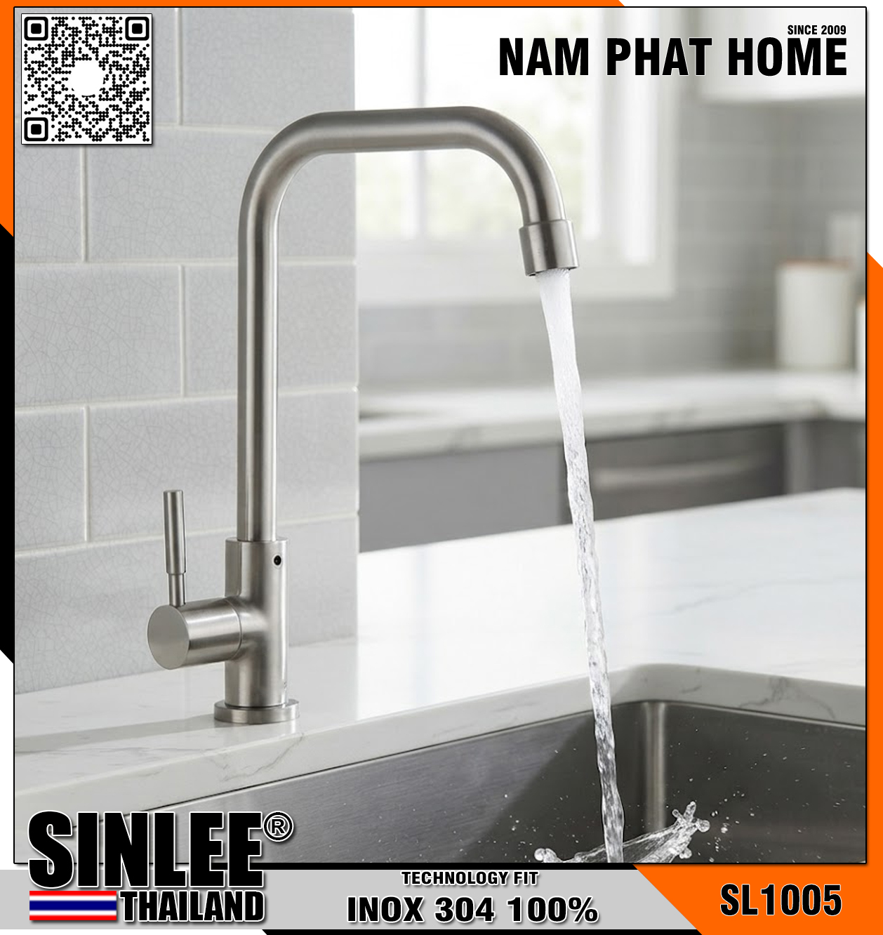 SL1005 – VÒI CHÉN LẠNH - INOX  ỐNG SỐ 7, PHI 18 SINLEE