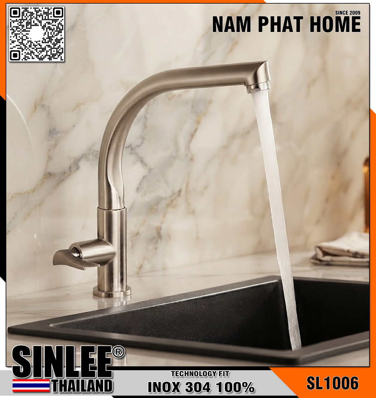SL1006 – VÒI CHÉN LẠNH - INOX  ỐNG THIÊN NGA SINLEE
