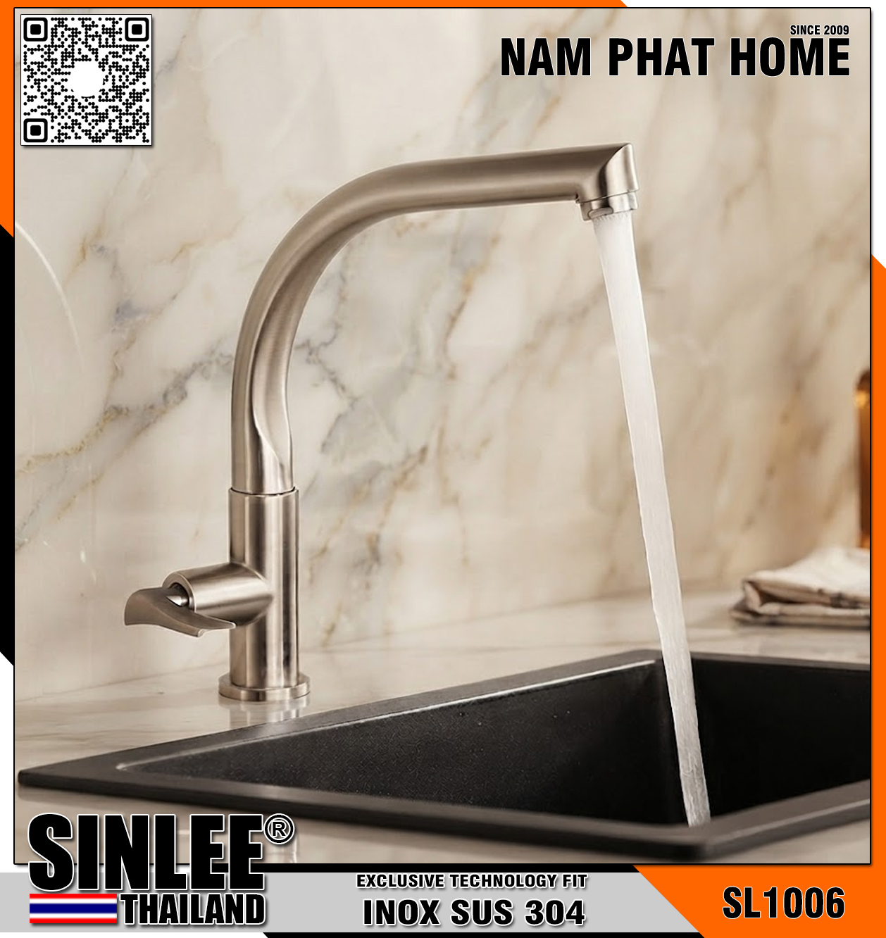 SL1006 – VÒI CHÉN LẠNH - INOX  ỐNG THIÊN NGA SINLEE