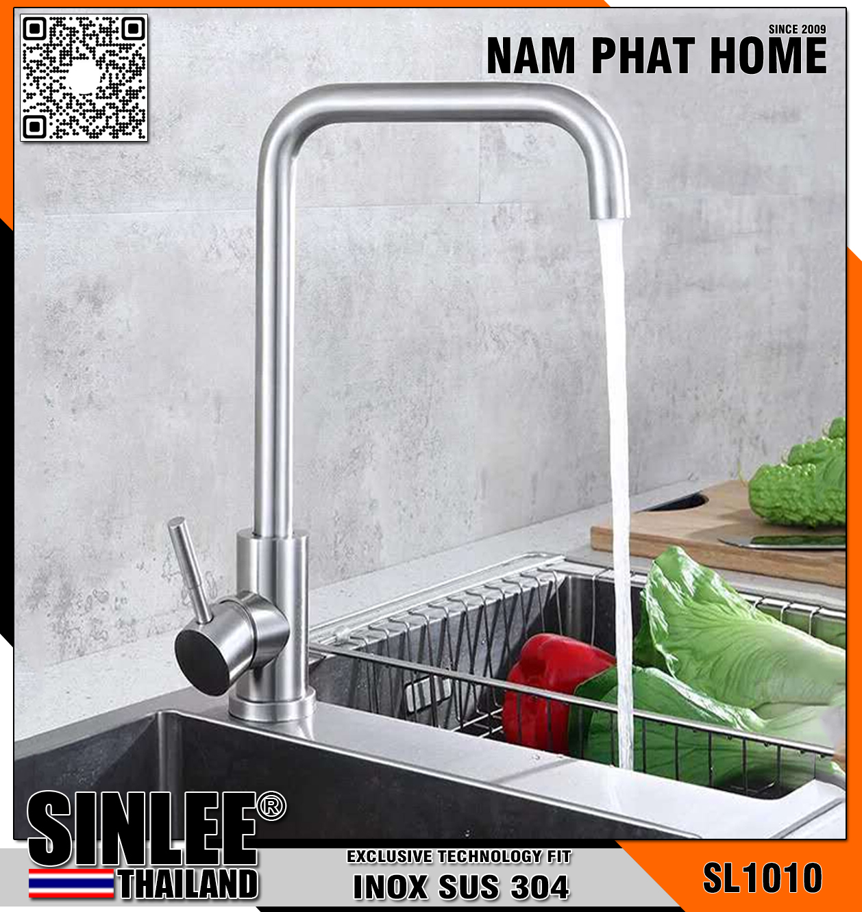 SL1010 – VÒI CHÉN LẠNH - INOX  ỐNG SỐ 7, PHI 24 SINLEE