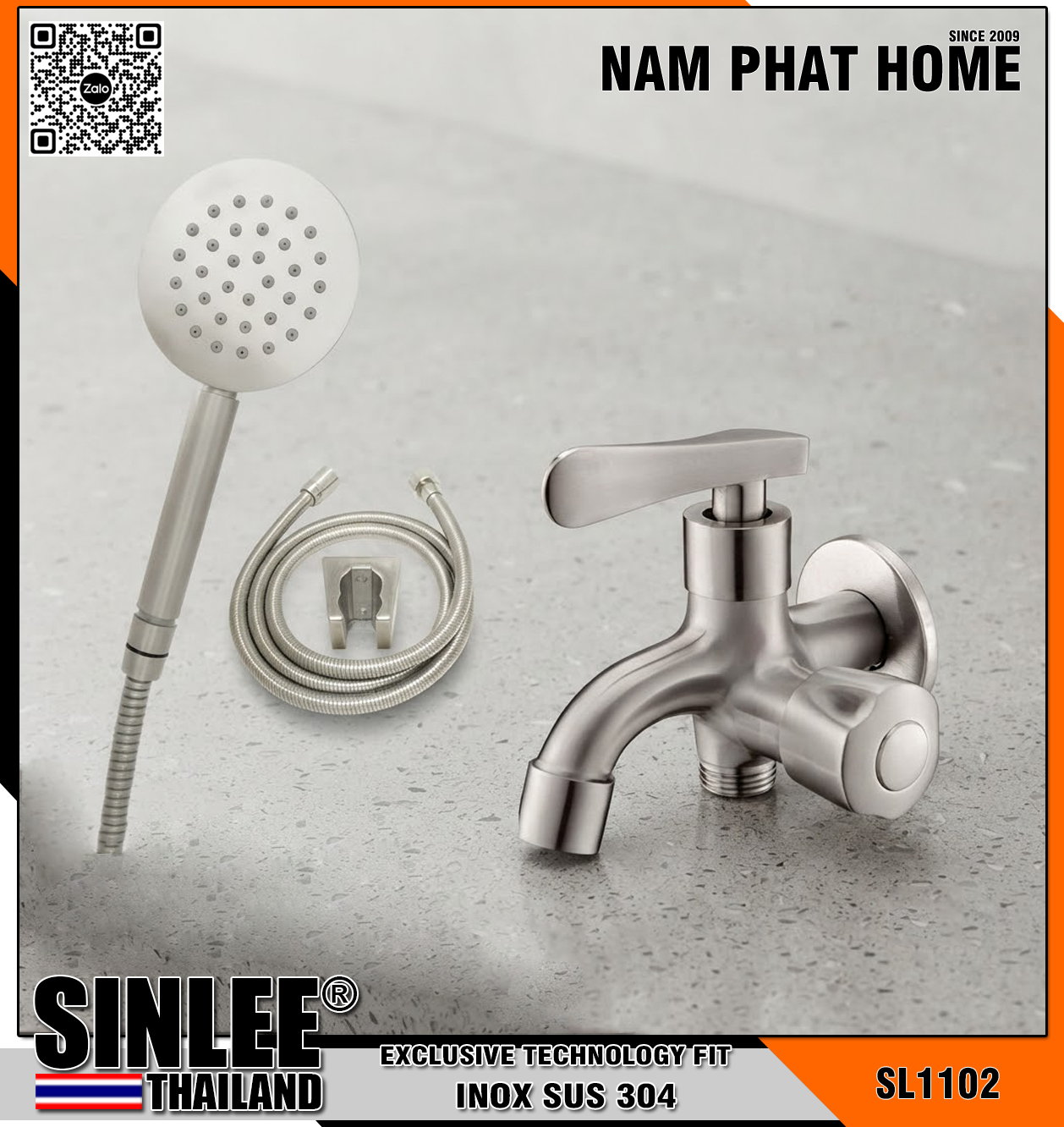 SL1102 – CỦ SEN LẠNH INOX TAY GẠT  SINLEE