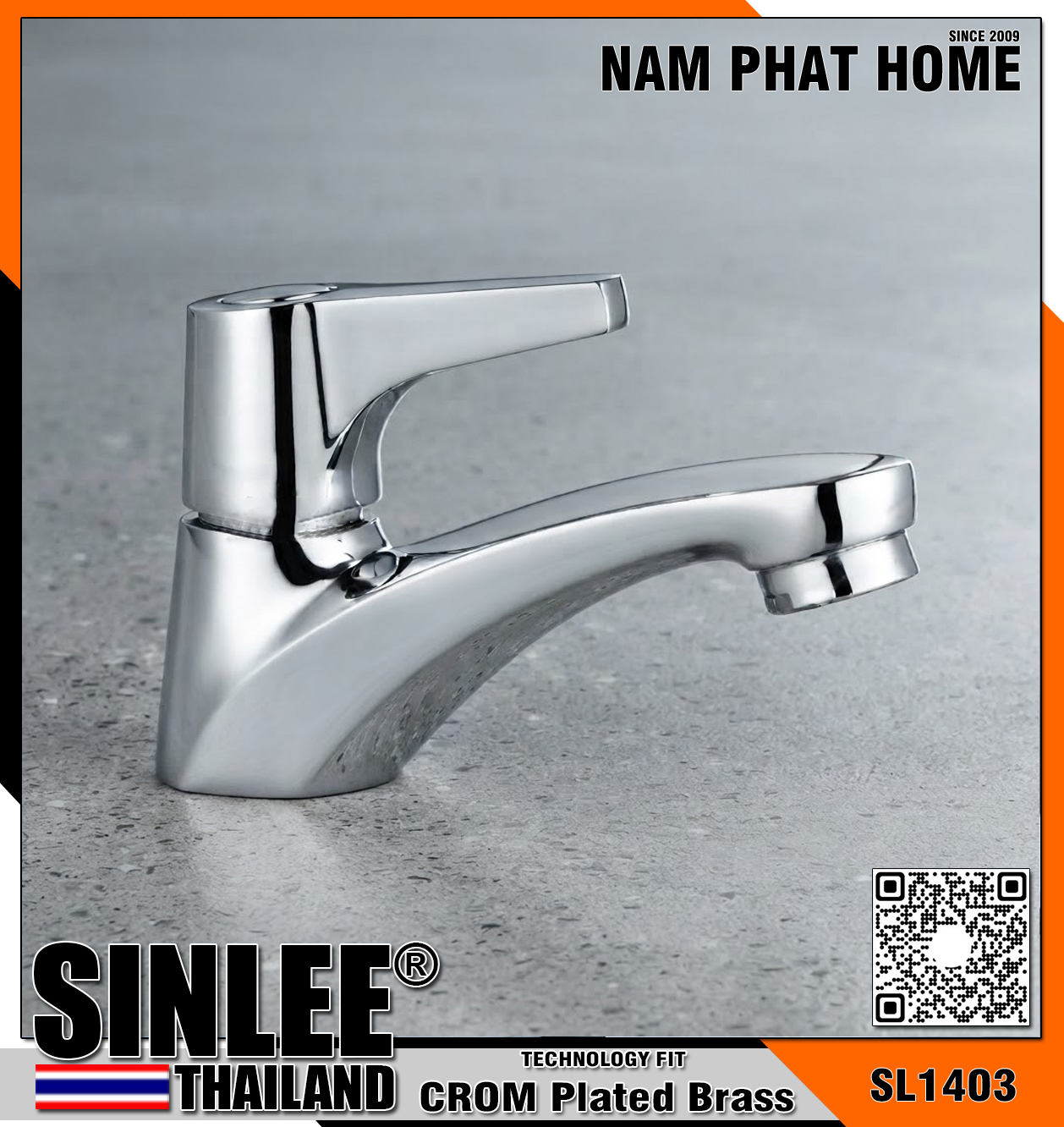 SL1403 – VÒI LAVABO LẠNH THAU MẠ CROM SINLEE