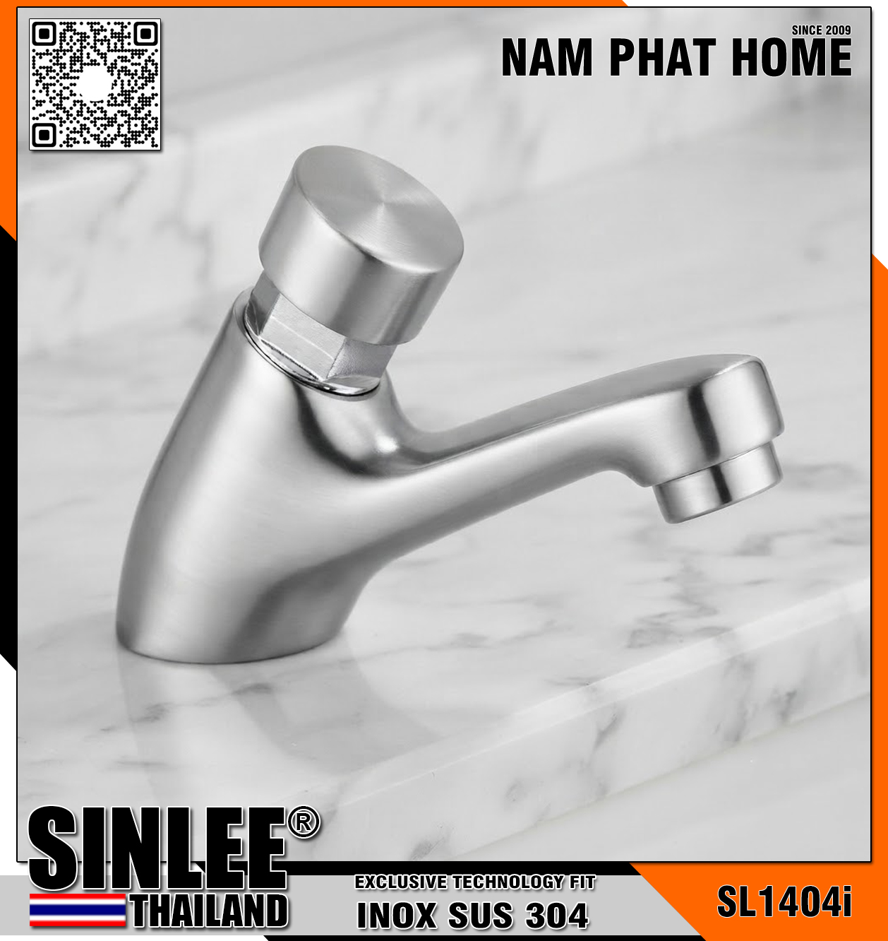 SL1404i – VÒI LAVABO LẠNH INOX TỰ DỘNG NGẮT NƯỚC