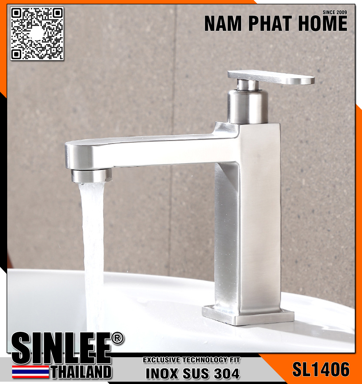 SL1406 – VÒI LAVABO LẠNH  VUÔNG NHỎ SINLEE