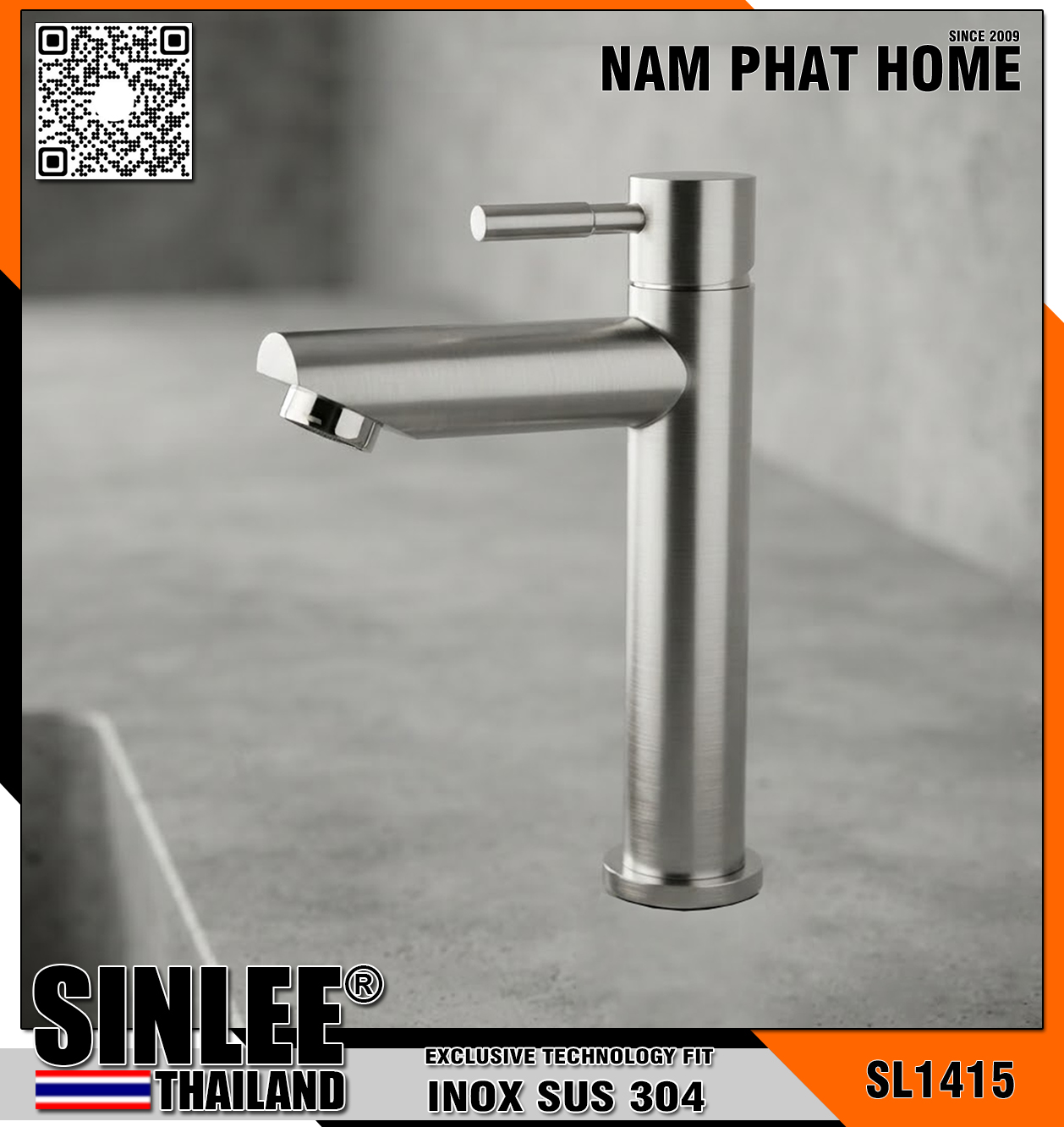 SL1415 – VÒI LAVABO LẠNH INOX TRÒN 20CM SINLEE