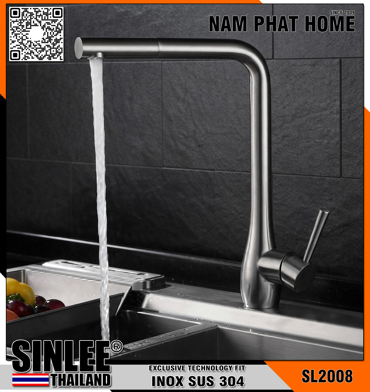 SL2008 – VÒI RỬA CHÉN NÓNG LẠNH INOX, MẪU SỐ 7 LỚN SINLEE