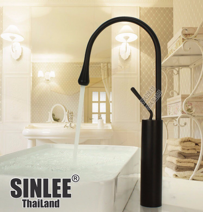 SL2013 – VÒI RỬA CHÉN 30CM KẾT HỢP LAVABO NÓNG LẠNH ĐỒNG THAU MẠ ORB ĐEN SINLEE 