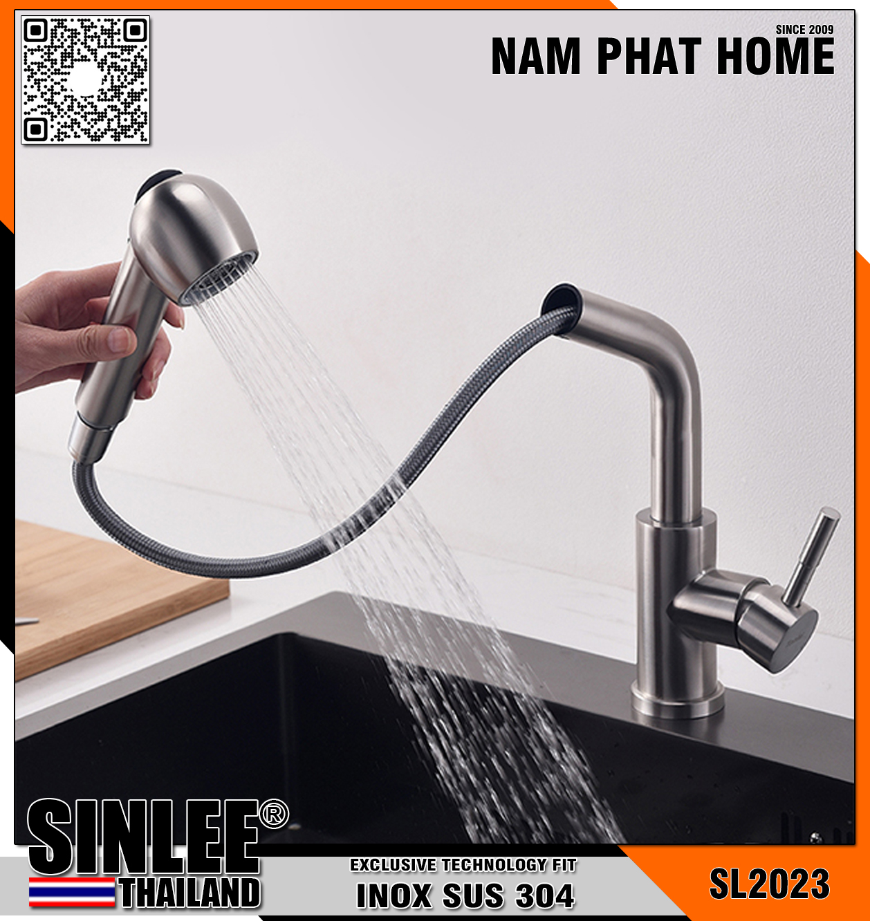 SL2023 – VÒI CHÉN NÓNG LẠNH - INOX DÂY RÚT NGANG SINLEE