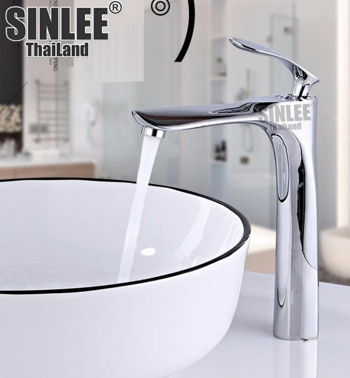 SL2102R-30 – VÒI LAVABO NÓNG LẠNH LÁ LỚN ĐỒNG THAU MẠ CROME 30CM SINLEE