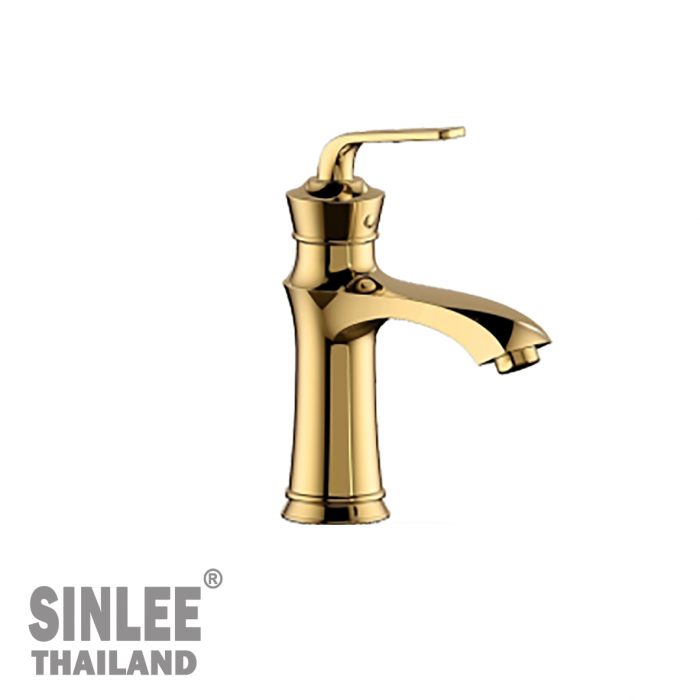 SL2208 – VÒI LAVABO NÓNG LẠNH MẪU BÌNH ĐỒNG THAU MẠ VÀNG PVD 20CM SINLEE