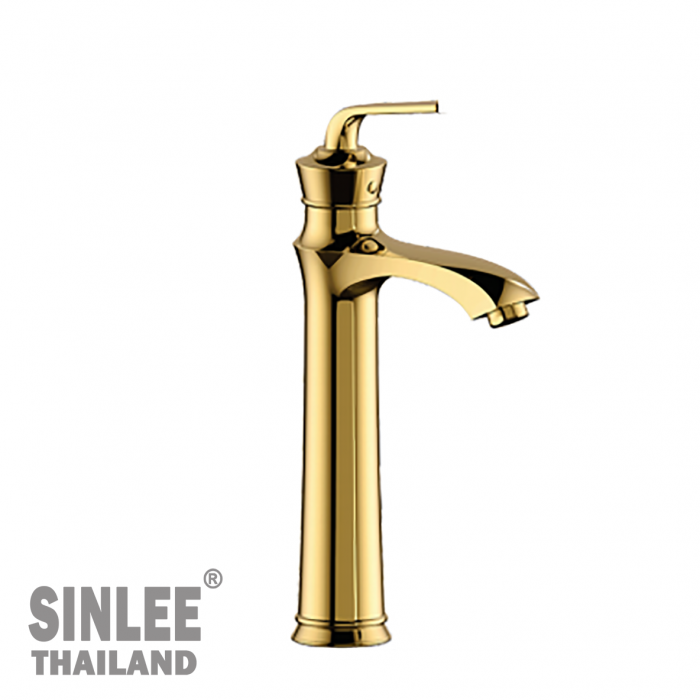 SL2209 – VÒI LAVABO NÓNG LẠNH MẪU BÌNH ĐỒNG THAU MẠ VÀNG PVD 30CM SINLEE