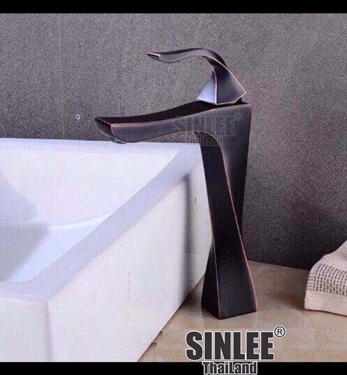 SL2305 – VÒI LAVABO NÓNG LẠNH MẪU XOẮN ĐỒNG THAU MẠ ORB 30CM SINLEE