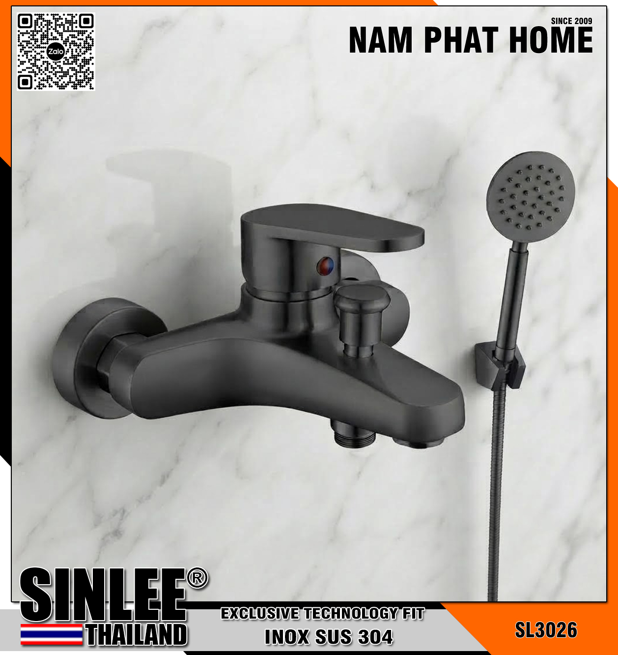 SL3026 – VÒI SEN NÓNG LẠNH CAO CẤP INOX  MẪU BÈ – MÀU XÁM