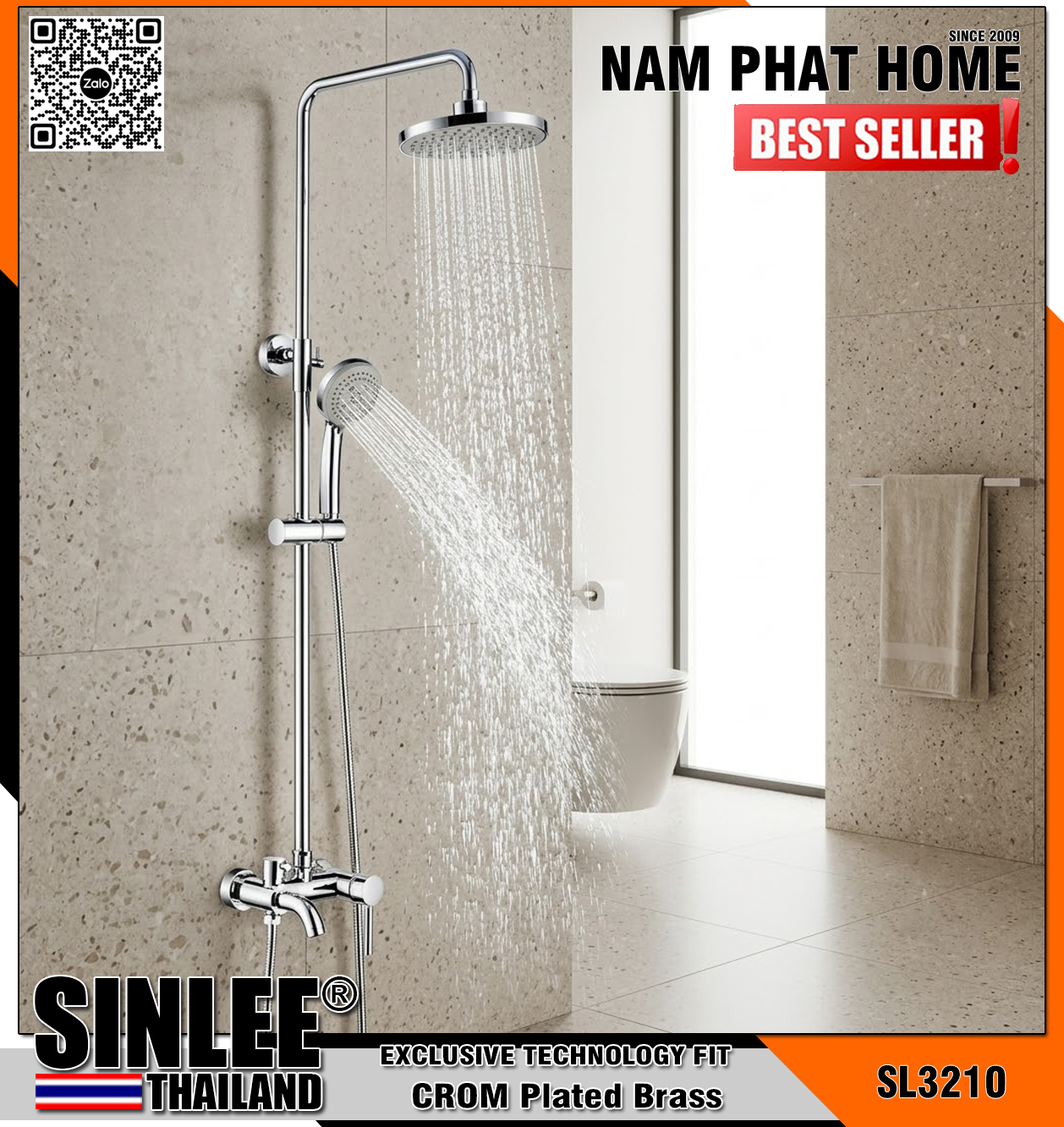 SL3210 - SEN CÂY TẮM ĐỨNG TRÒN ĐỒNG THAU MẠ CROM