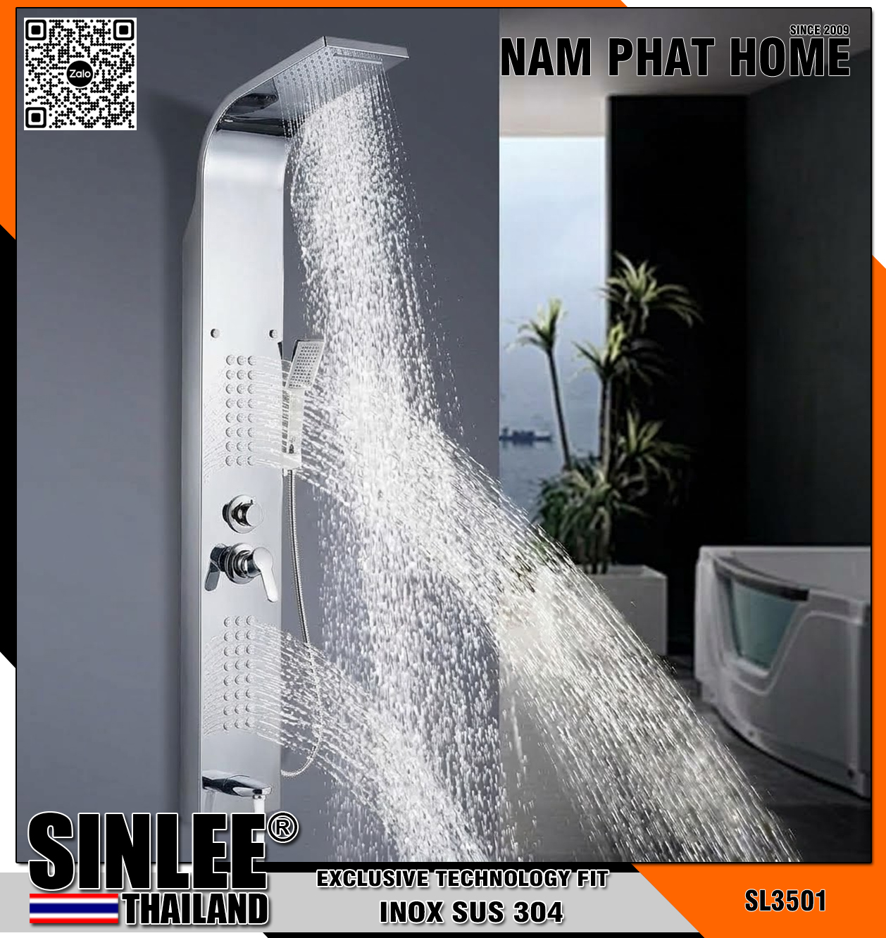 SL3501 - BỘ SEN TẮM THUYỀN MASSAGER MÀU BẠC 