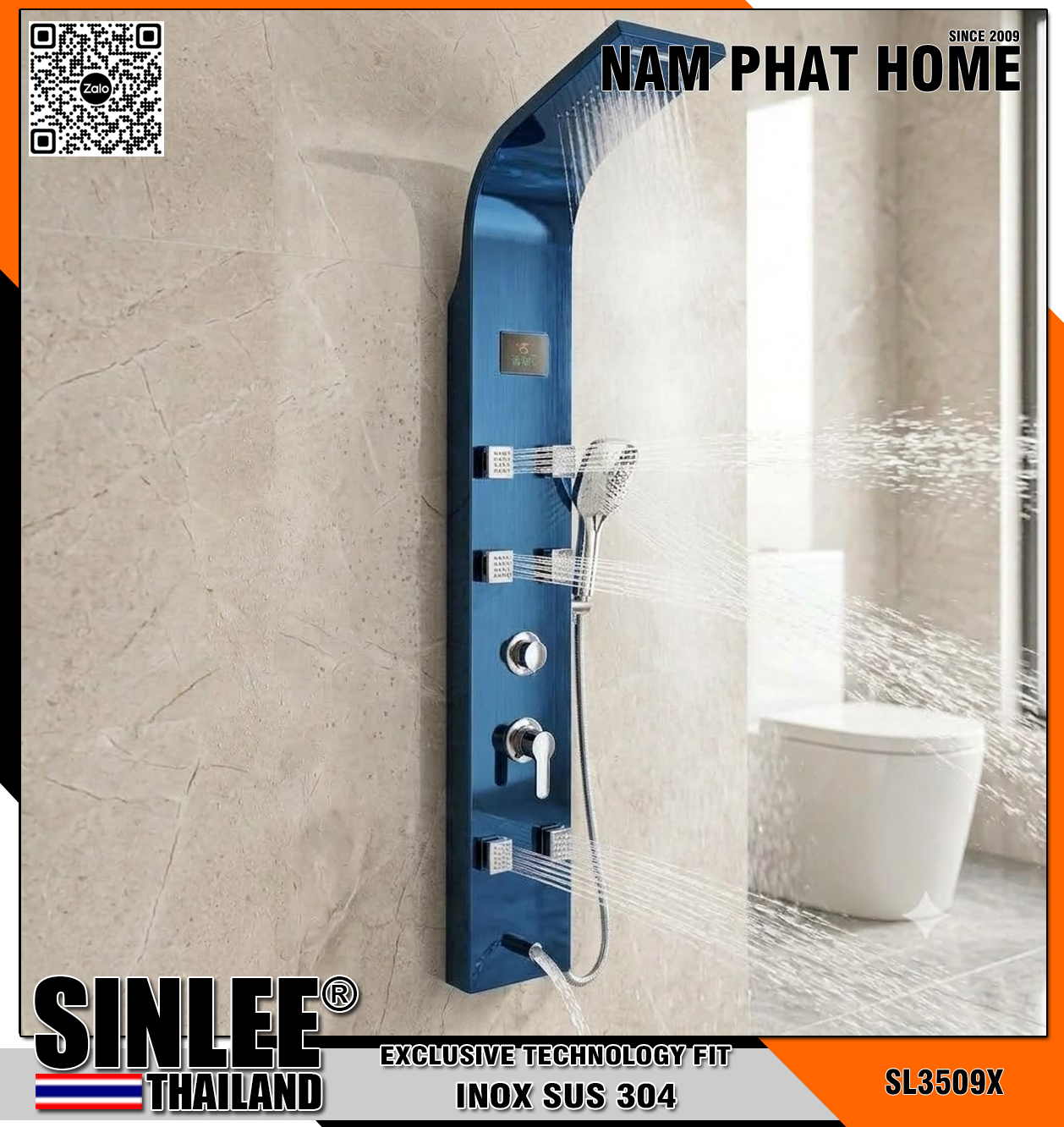 SL3509X - BỘ SEN TẮM THUYỀN MASSAGER - HIỂN THỊ NHIỆT ĐỘ - MÀU XANH DƯƠNG