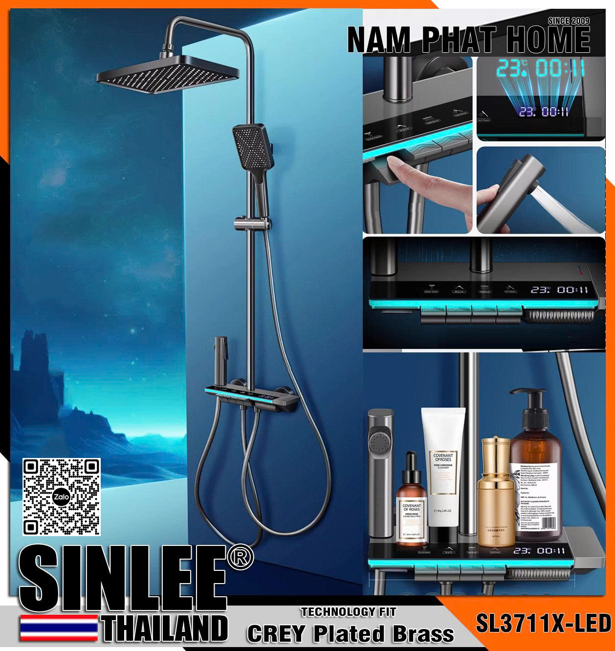SL3711X-LED SEN CÂY NÓNG LẠNH SINLEE - PHÍM BẤM - MÀN HÌNH - ĐÈN LED - MÀU XÁM