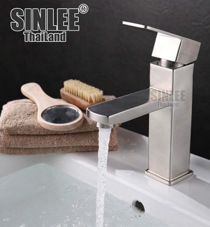SL4003I-20 - VÒI LAVABO NÓNG LẠNH INOX 304, MẪU VUÔNG 20CM