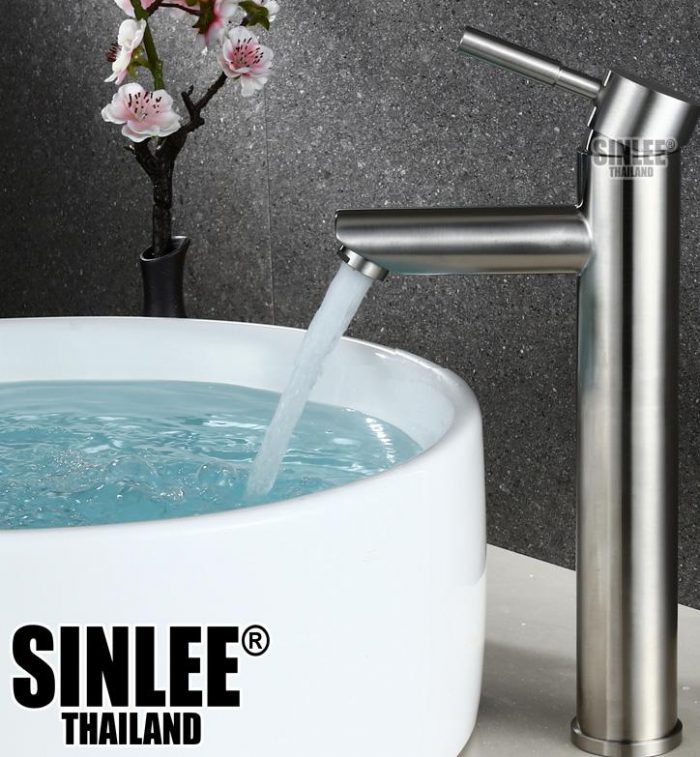 SL4005 - VÒI LAVABO NÓNG LẠNH INOX 304, MẪU TRÒN 30CM