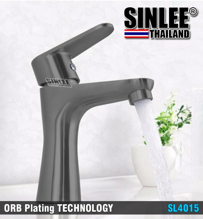 SL4015 – VÒI LAVABO NÓNG LẠNH INOX 304, MẪU EO XÁM - 20CM
