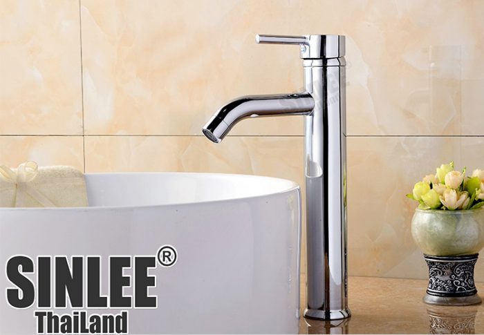 SL4106 – VÒI LAVABO NÓNG LẠNH TRÒN ĐỒNG THAU MẠ CROME 30CM SINLEE