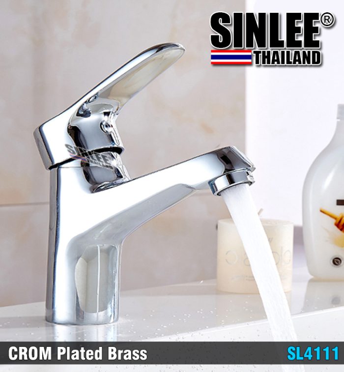 SL4111 – VÒI LAVABO NÓNG LẠNH GÙ ĐỒNG THAU MẠ CROME 20CM SINLEE