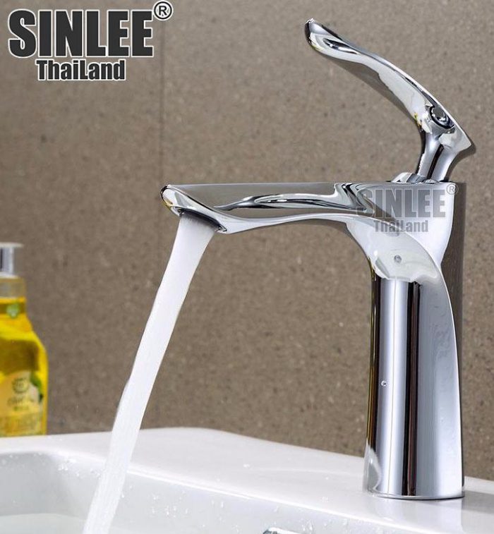 SL2102R-20 - VÒI LAVABO NÓNG LẠNH ĐỒNG THAU MẠ CROME 20CM SINLEE 