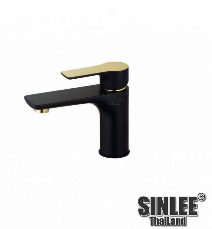SL4211 – VÒI LAVABO NÓNG LẠNH SƠN TĨNH ĐIỆN ĐEN VÀNG 20CM SINLEE