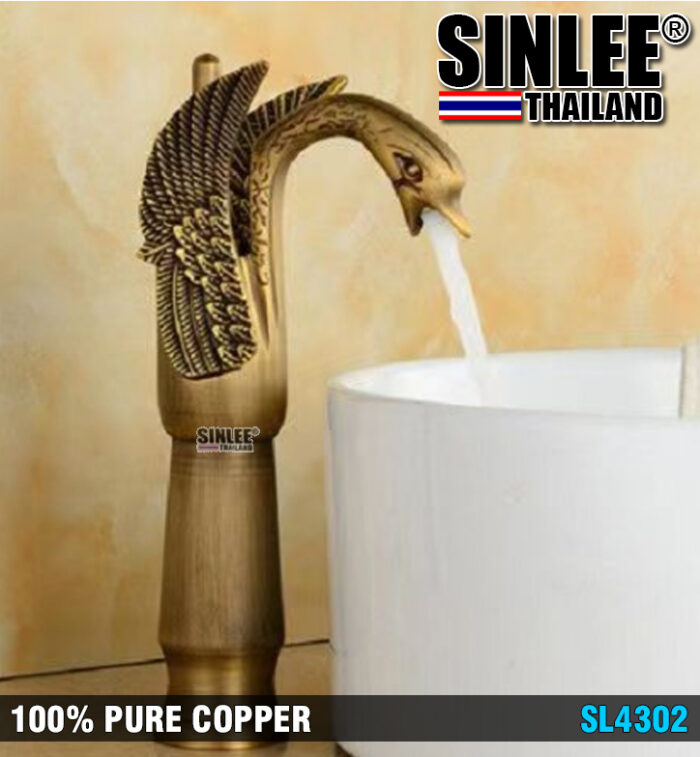 SL4302 – VÒI LAVABO NÓNG LẠNH THIÊN NGA ĐỒNG CỔ ĐIỂN 30CM SINLEE