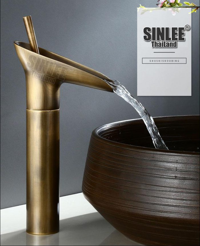 SL4305 – VÒI LAVABO NÓNG LẠNH MẪU MỎ VỊT ĐỒNG CỔ ĐIỂN 30CM SINLEE