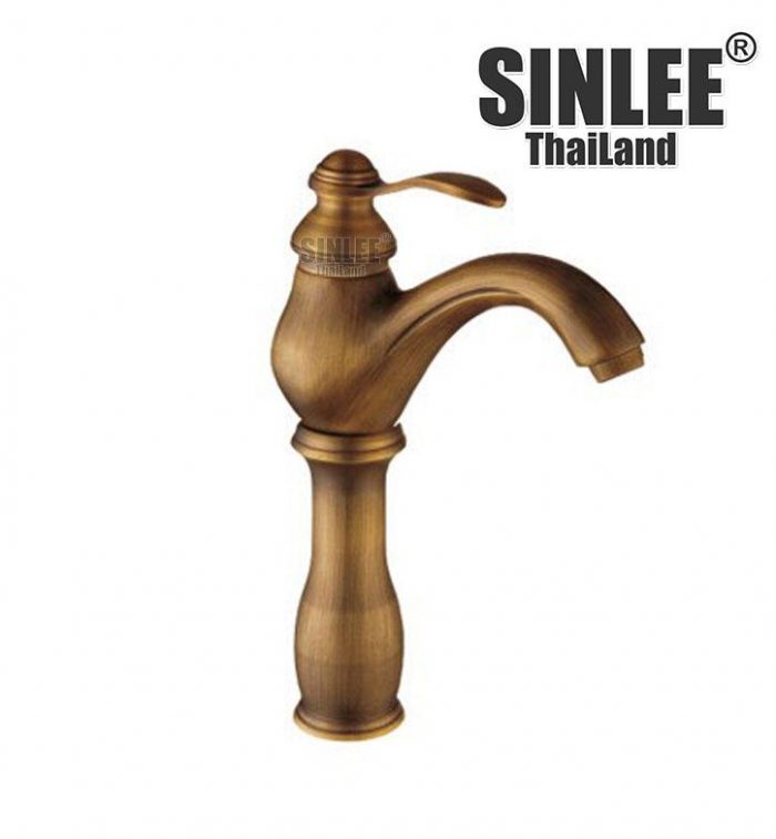 SL4315 – VÒI LAVABO NÓNG LẠNH MẪU BÌNH EO THẤP ĐỒNG CỔ ĐIỂN 30CM SINLEE