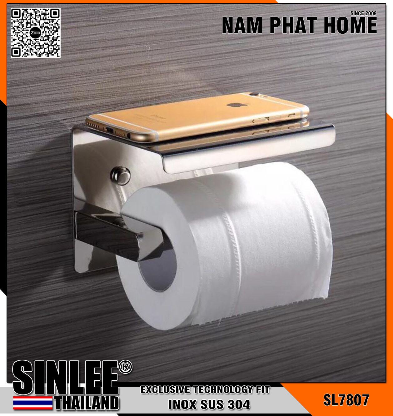 SL7807 – HỘP GIẤY VỆ SINH INOX 304 TREO VUÔNG