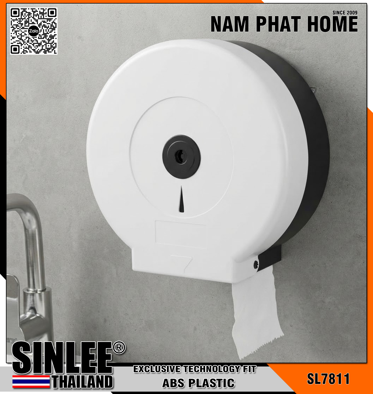 SL7811 – HỘP GIẤY VỆ SINH CUỘN LỚN, NHỰA CAO CẤP THAILAD
