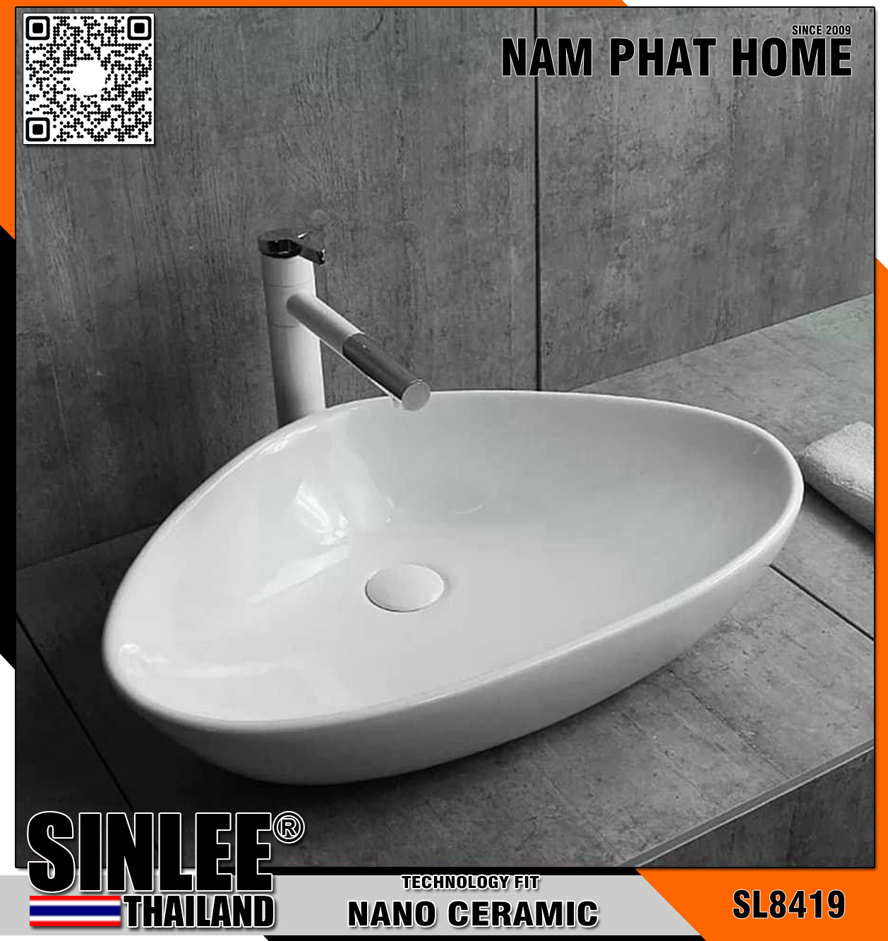 SL8419 – LAVABO SỨ ĐẶT BÀN TRÒN SINLEE