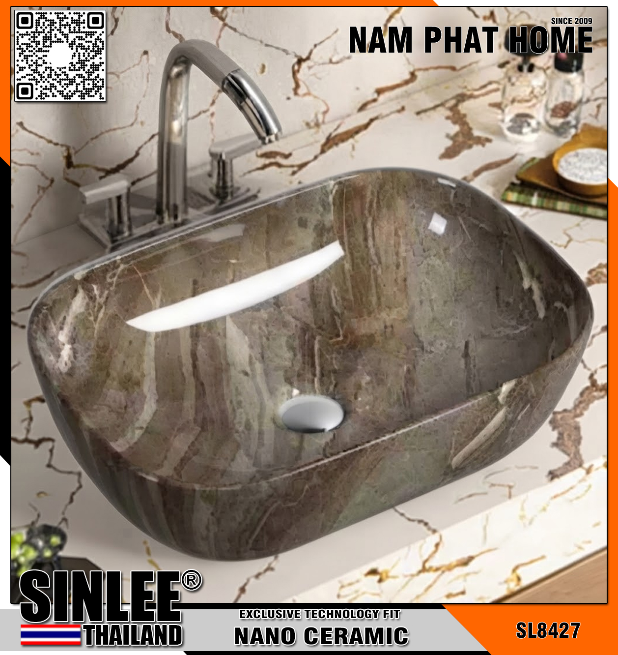 SL8427 – LAVABO SỨ MỸ THUẬT CỔ ĐIỂN