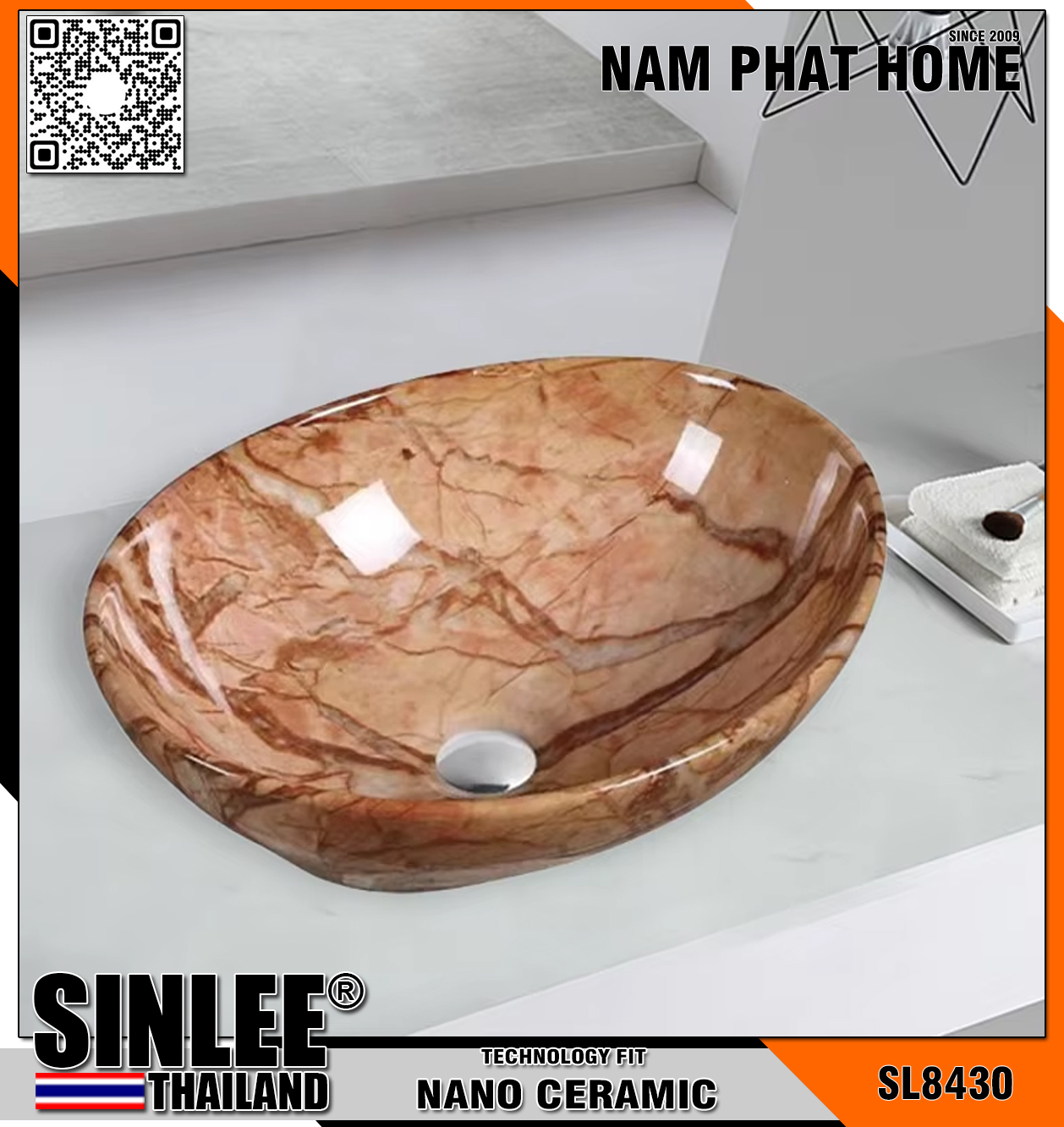 SL8430 – LAVABO SỨ MỸ THUẬT CỔ ĐIỂN