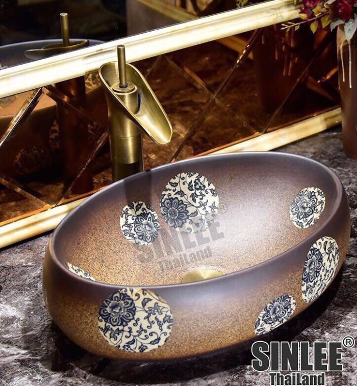 SL8431 – LAVABO SỨ MĨ THUẬT CỔ ĐIỂN