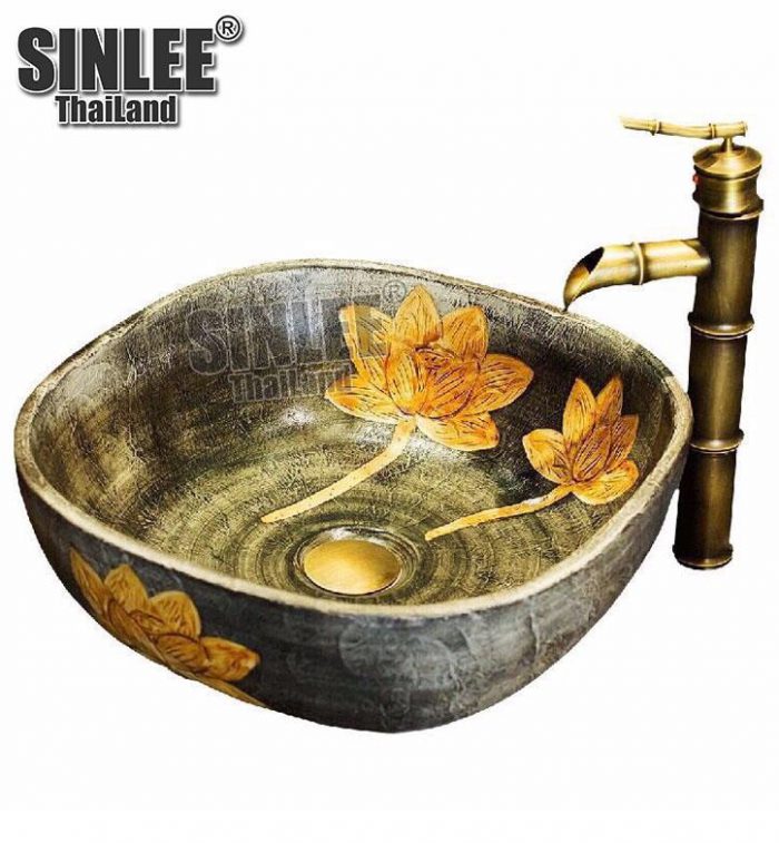 SL8433 – LAVABO SỨ MỸ THUẬT CỔ ĐIỂN