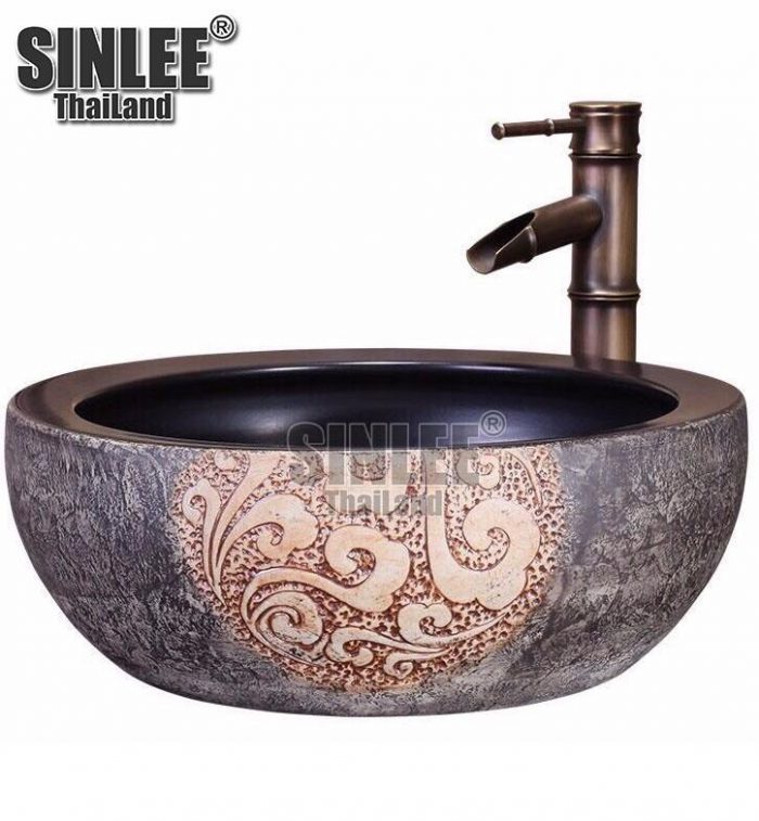 SL8434 – LAVABO SỨ MỸ THUẬT CỔ ĐIỂN