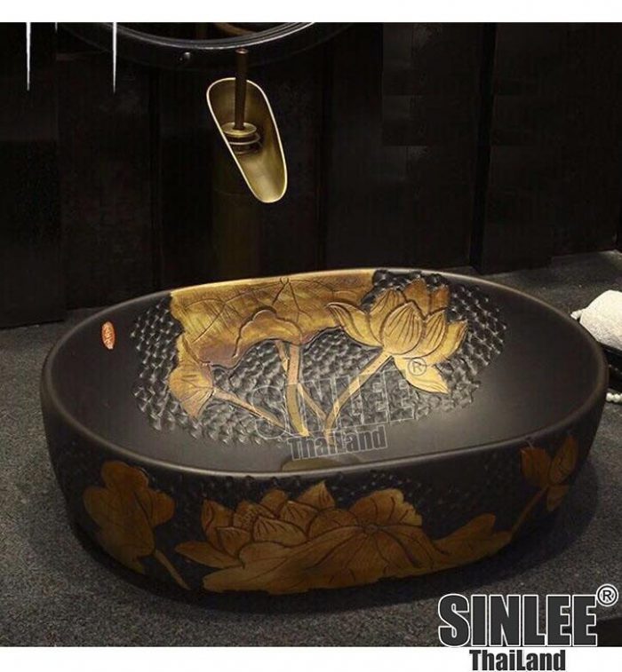SL8436 – LAVABO SỨ MỸ THUẬT CỔ ĐIỂN