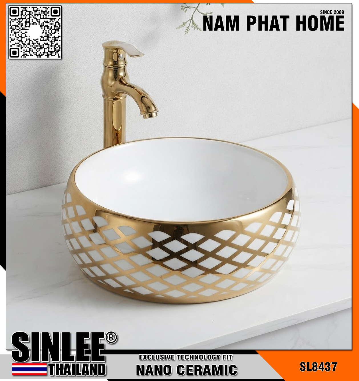 SL8437 – LAVABO SỨ ĐẶT BÀN SINLEE