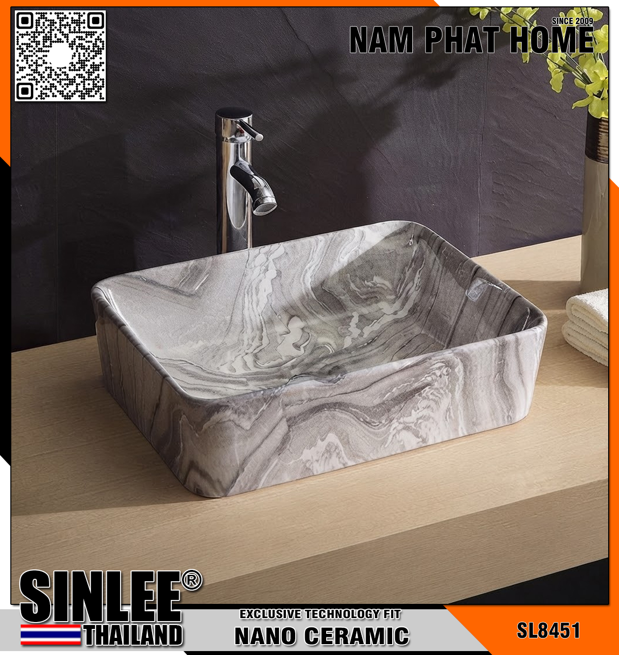 SL8451 – LAVABO SỨ MỸ THUẬT CỔ ĐIỂN