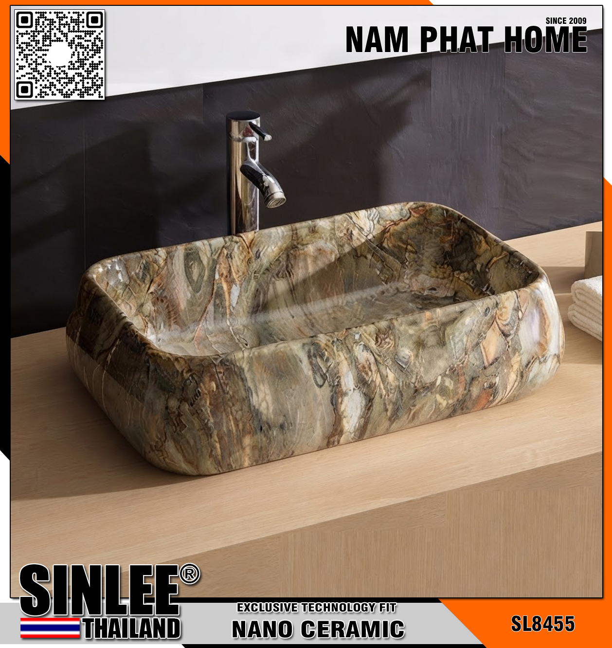 SL8455 – LAVABO SỨ MỸ THUẬT CỔ ĐIỂN
