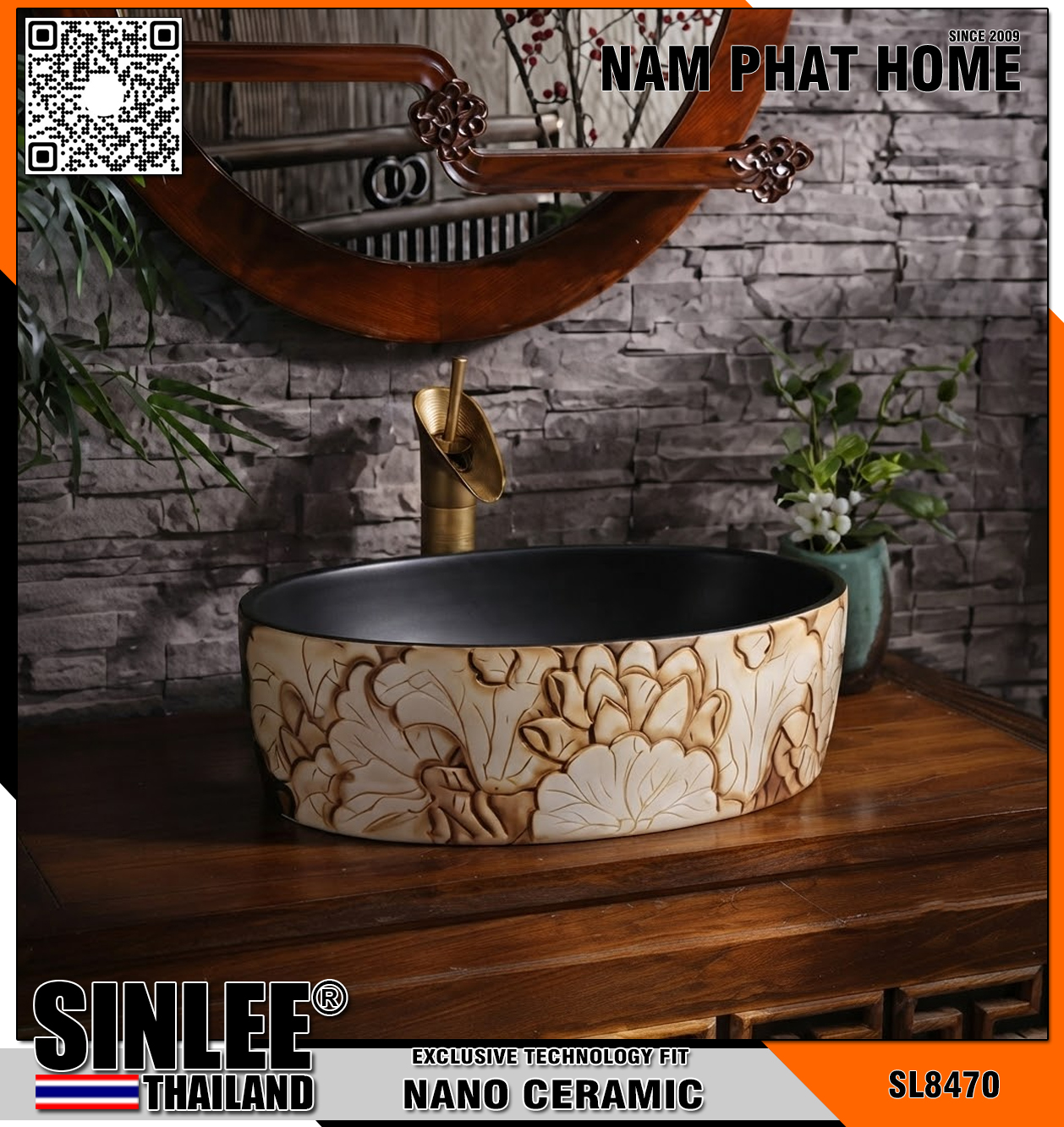 SL8470 – LAVABO SỨ MỸ THUẬT CỔ ĐIỂN