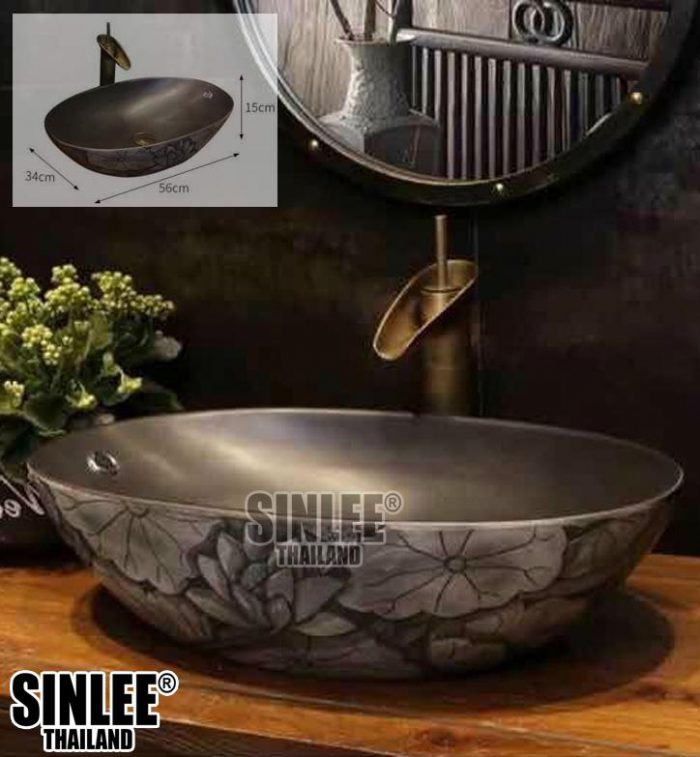 SL8473 – LAVABO SỨ MỸ THUẬT CỔ ĐIỂN