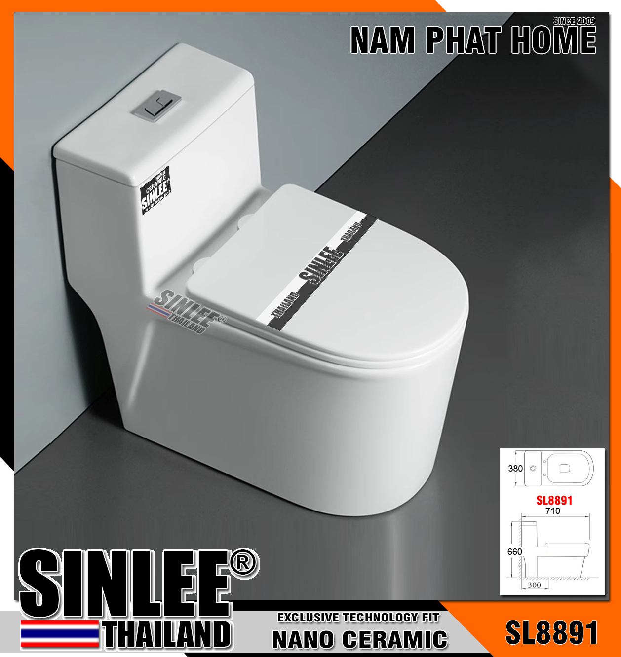SL8891 – BỒN CẦU MỘT KHỐI PHIÊN BẢN NÂNG CẤP  