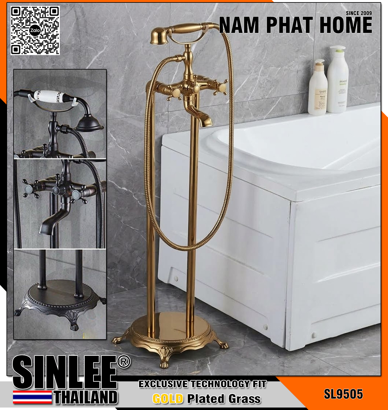 SL9505 – SEN CÂY BỒN TẮM SINLEE, ĐỒNG CỔ ĐIỂN MẠ VÀNG PVD
