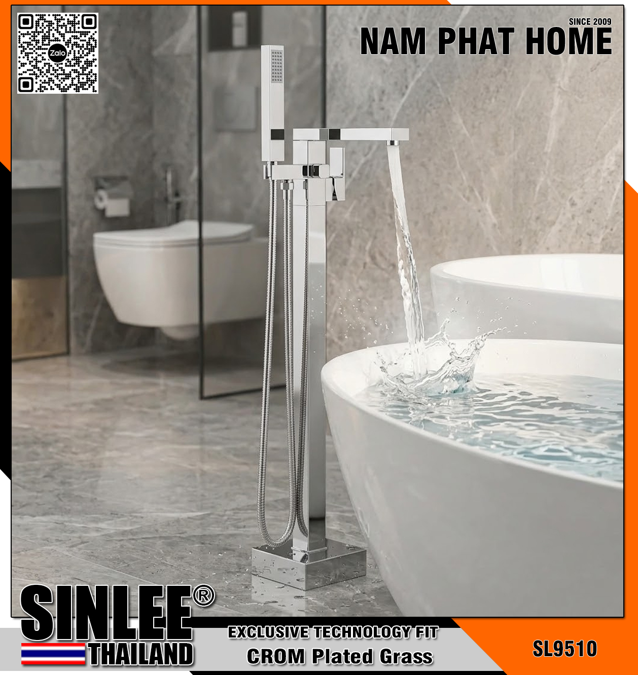 SL9510 – SEN CÂY BỒN TẮM SINLEE, ĐỒNG THAU MẠ CROM